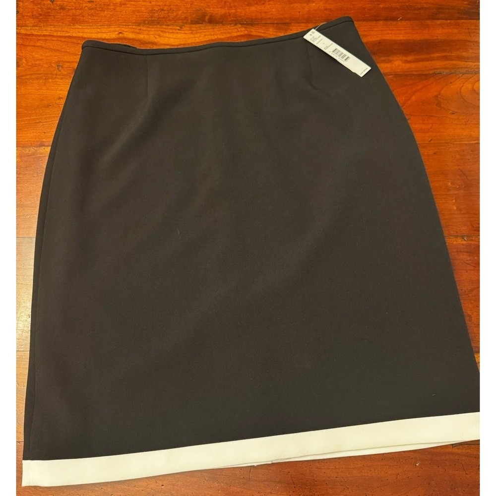 New w/h Tags‎ Preston & York Black w/h Ivory Trim  Pencil Skirt Size 12